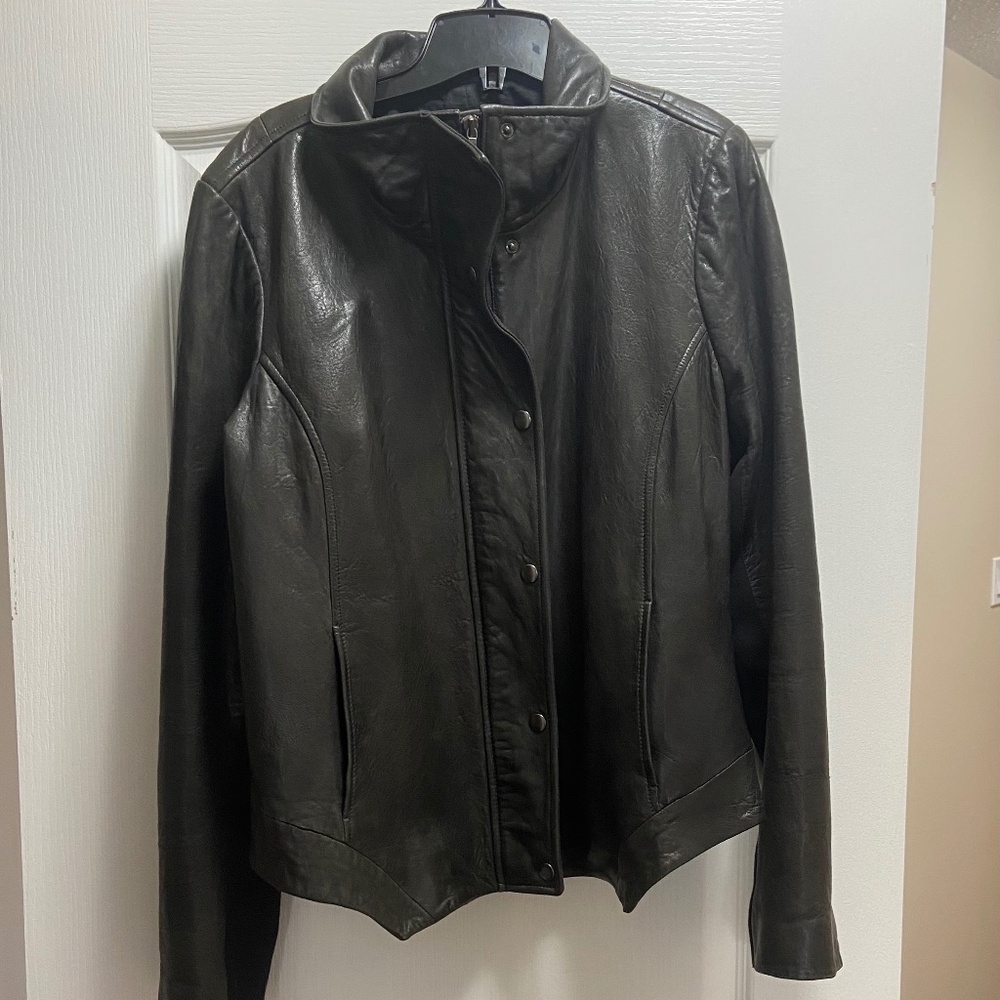 GAP Edition Gray Leather Jacket - Size Large | Like New